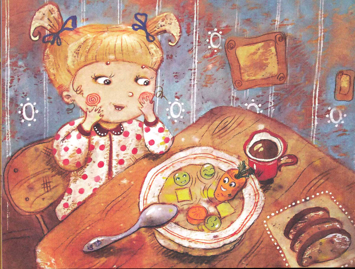 У бабушки что ели кашку. Иллюстрации. Иллюстрация к детской книге. Картины с едой и детьми. Еда картина детская.